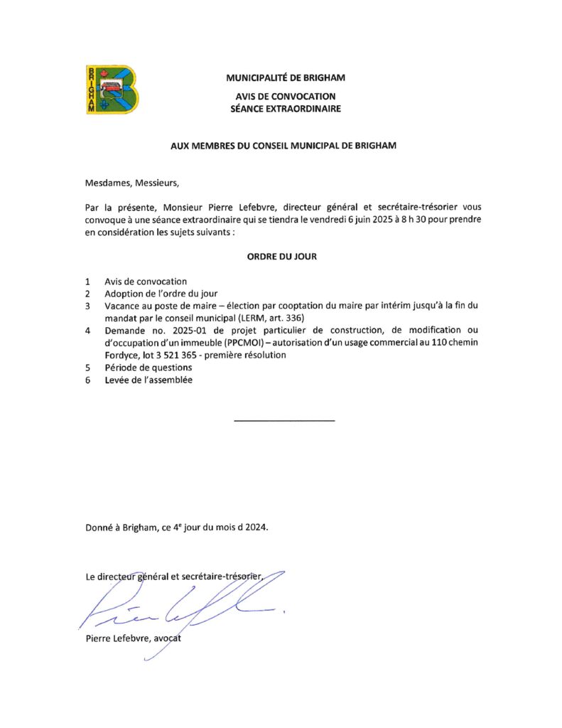 thumbnail of Avis de convocation