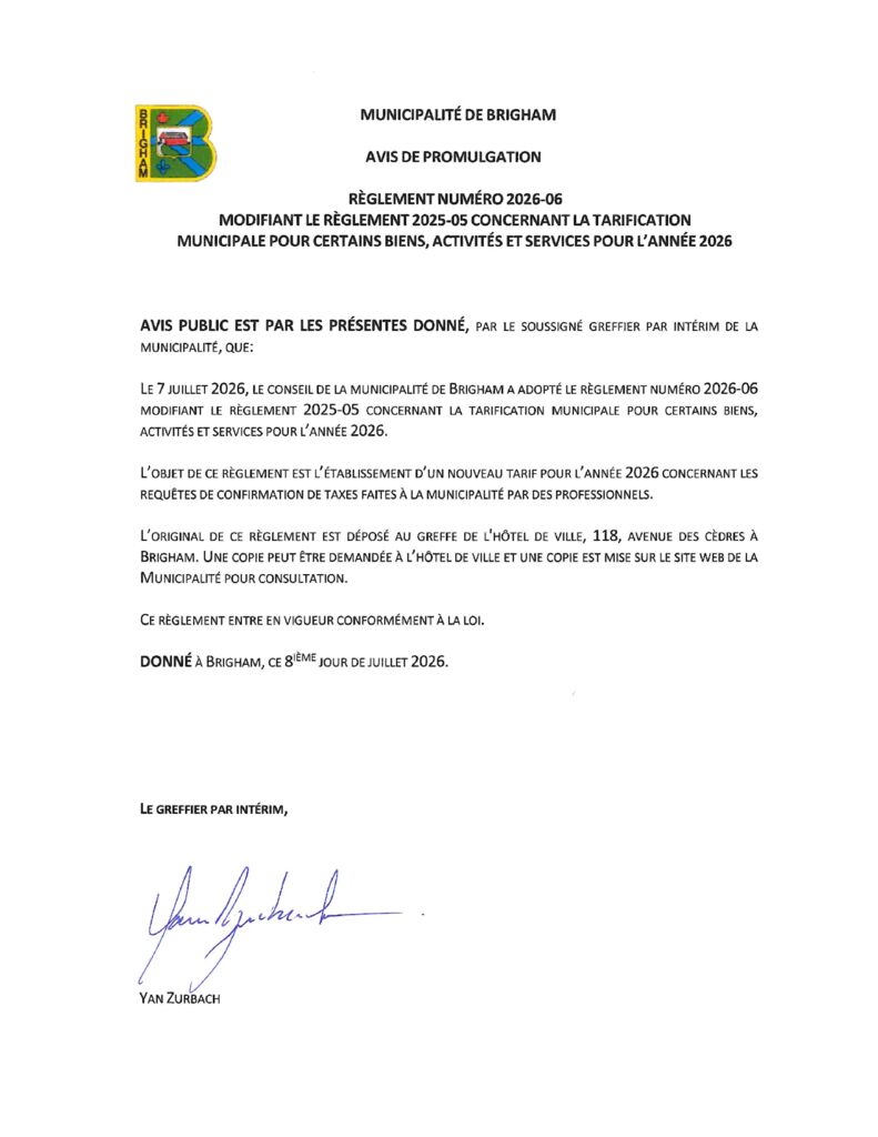thumbnail of Avis de promulgation