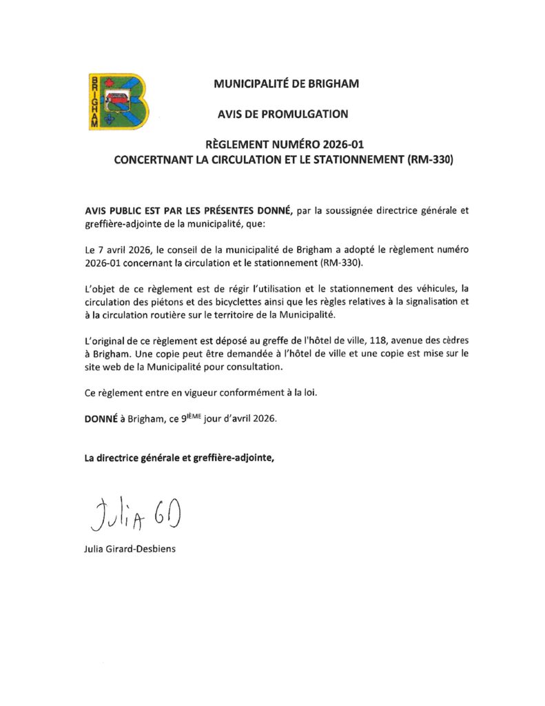thumbnail of Avis de promulgation r. 2026-01 – RM-330