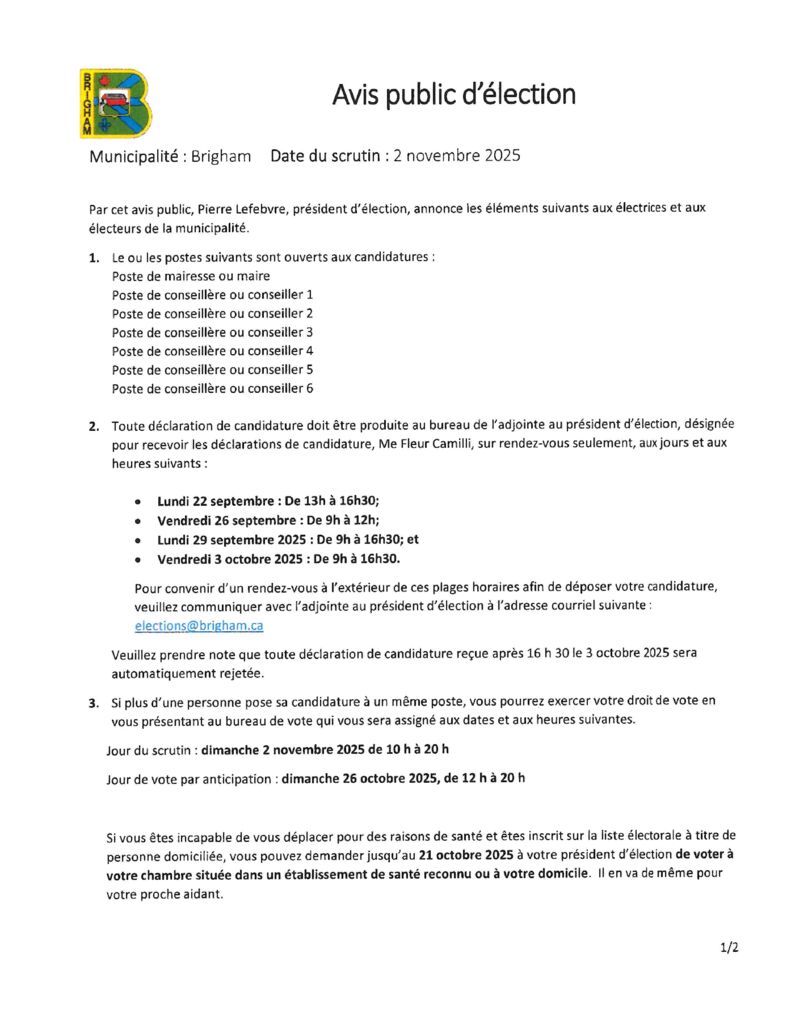 thumbnail of Avis d’élection 2025