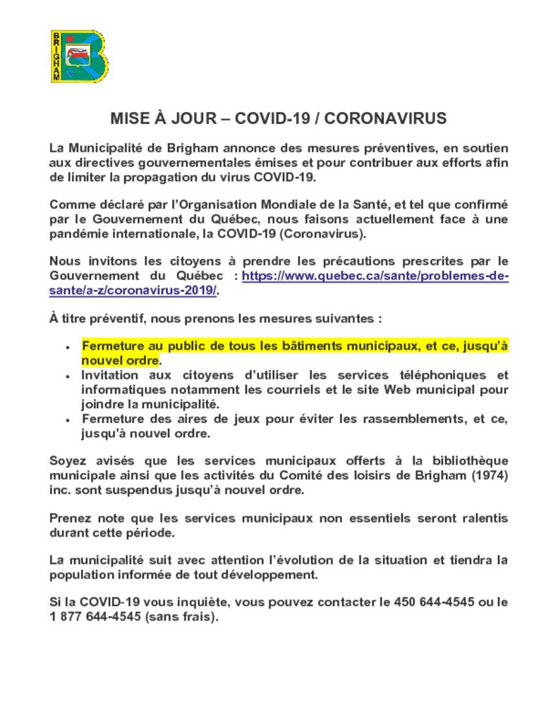 thumbnail of MISE À JOUR COVID-19 CORONAVIRUS v2