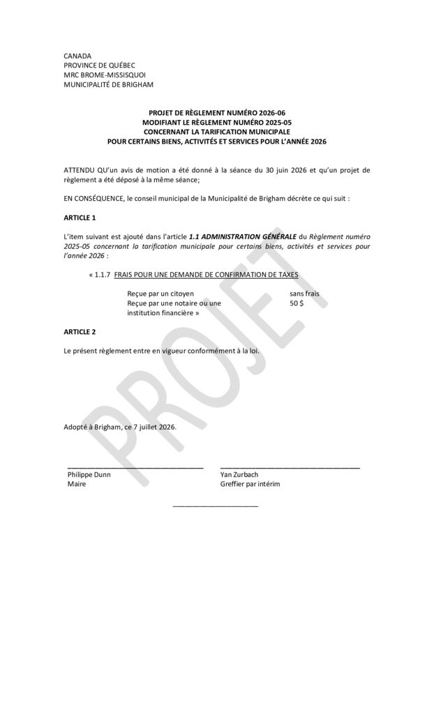 thumbnail of Projet de règlement 2025-05