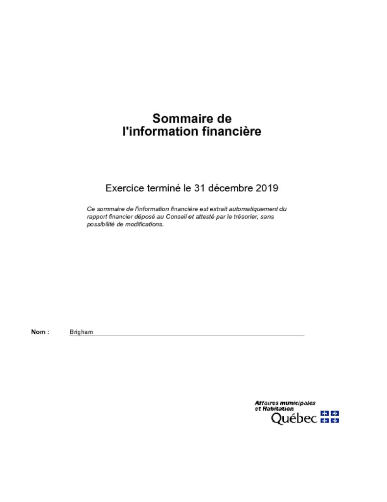 thumbnail of Sommaire exercice financier 2019